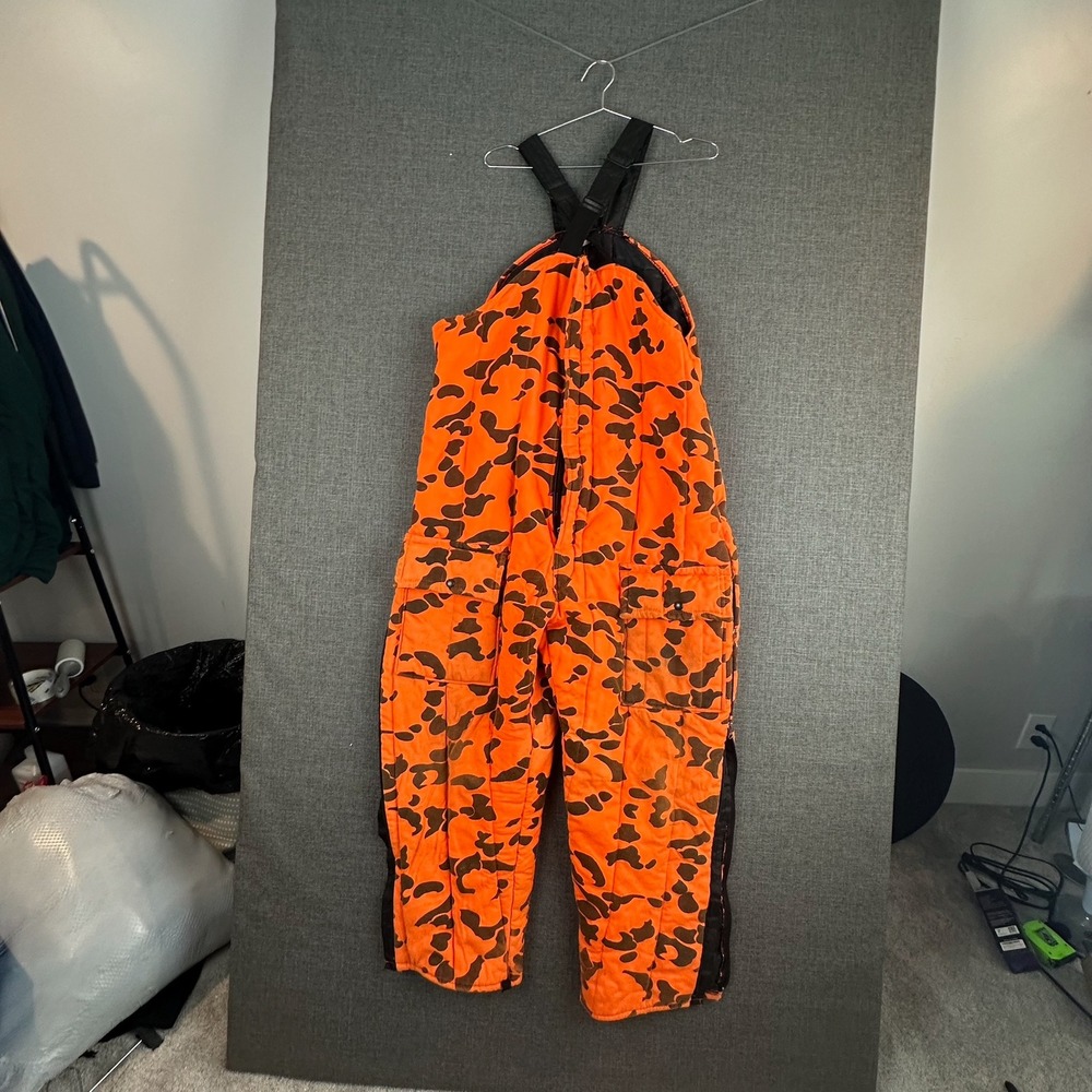 Orange Camo Insulated Snow Bib Overalls Hunting Fishing Winter‎ Gear